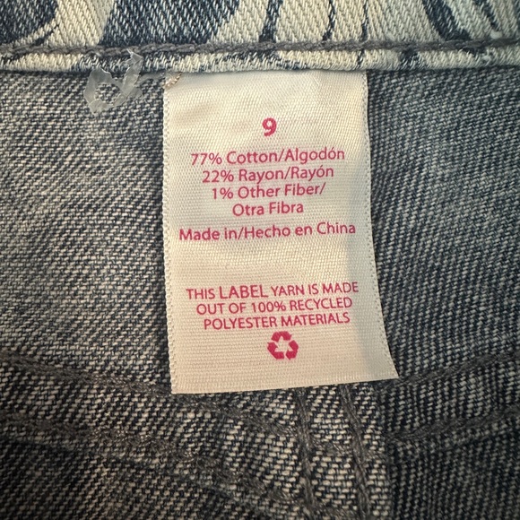 Shorts Midi High Rise Juniors size 9 Raw Hem multicolor two tone blue NWT - Picture 3 of 14